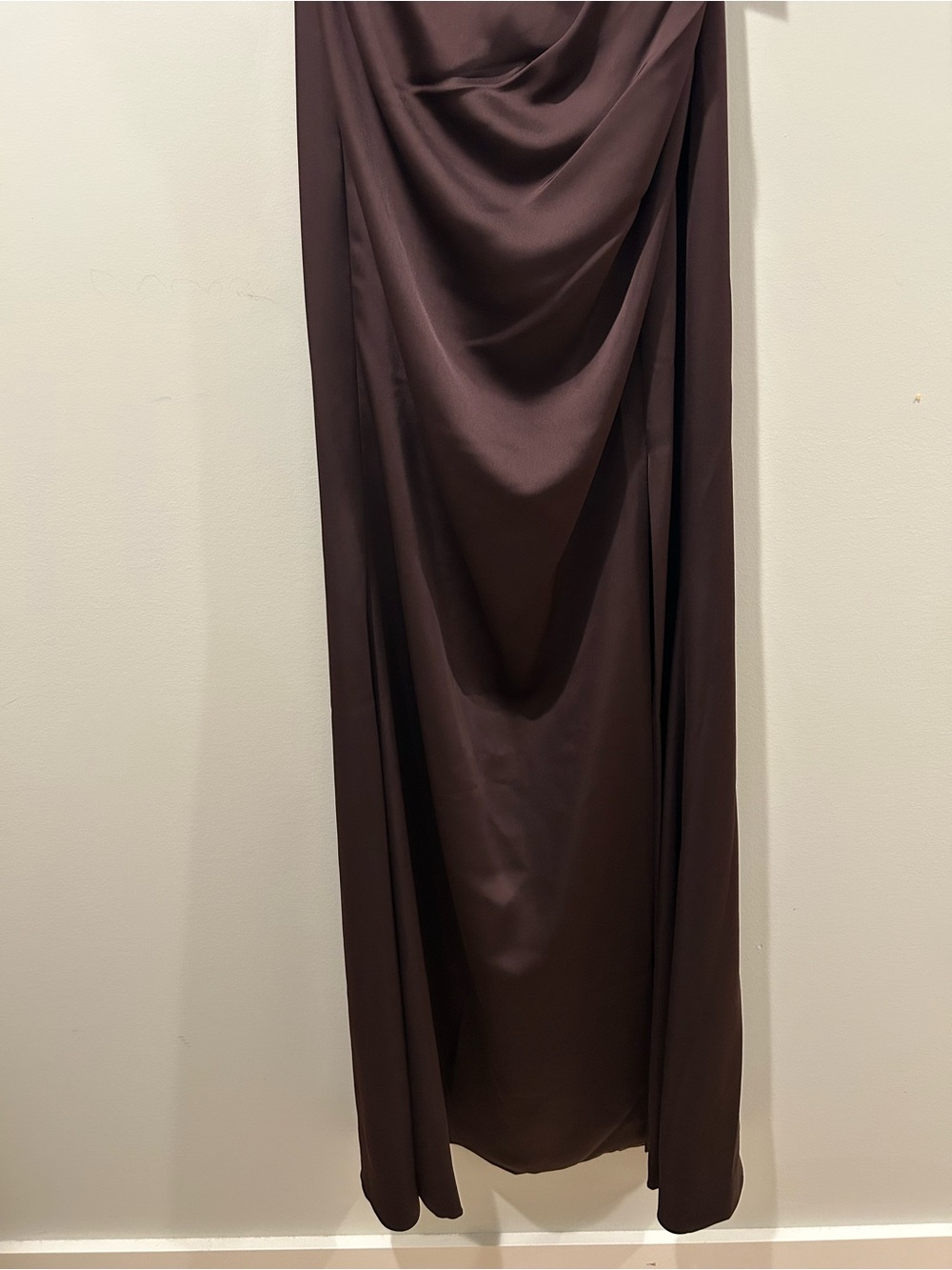 THEIA Celia One Shoulder Draped Gown in Chocolate Brown - Picture 7 of 10